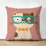 - Suet-K4919-Gorsel - Realhomes Realhomes Çift Taraflı Renkli Kedi Dijital Baskılı Modern Süet Yastık Kırlent Kılıfı Realhomes