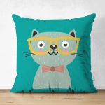 - Suet-K4921-Gorsel - Realhomes Realhomes Çift Taraflı Renkli Kedi Dijital Baskılı Modern Süet Yastık Kırlent Kılıfı Realhomes