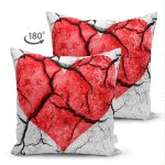 Çift Taraflı Kalp Desenli Dijital Baskılı Dekoratif Süet Yastık Kırlent Kılıfı Realhomes
