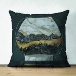 - Suet-K6006-Gorsel - Realhomes Çift Taraflı Mermer Ve Altınlı 3D Altıgen Desenli Dijital Baskılı Dekoratif Süet Yastık Kırlent Kılıfı Realhomes