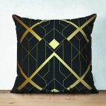 - Suet-K6149-Gorsel - Realhomes Çift Taraflı Koyu Zeminde Altın Rengi Geometrik Desenli Dijital Baskılı Dekoratif Süet Yastık Kırlent Kılıfı Realhomes