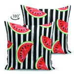 - Suet-K6204-Gorsel-1 - Realhomes Çift Taraflı Çizgili Zemin Ve Karpuzlu Dijital Baskılı Dekoratif Süet Yastık Kırlent Kılıfı Realhomes