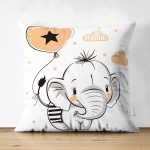 - Suet-K6467-Gorsel - Realhomes Çift Taraflı Sevimli Bebek Fil Çocuk Odası Dijital Baskılı Dekoratif Süet Yastık Kırlent Kılıfı Realhomes