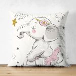 - Suet-K6469-Gorsel - Realhomes Çift Taraflı Sevimli Bebek Fil Çocuk Odası Dijital Baskılı Dekoratif Süet Yastık Kırlent Kılıfı Realhomes