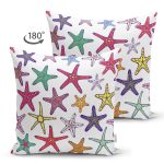 - Suet-K6477-Gorsel-1 - Realhomes Çift Taraflı Rengarenk Deniz Yıldızları Desenli Dijital Baskılı Dekoratif Süet Yastık Kırlent Kılıfı Realhomes
