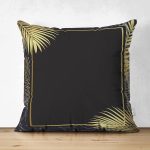 - Suet-K6480-Gorsel - Realhomes Çift Taraflı Siyah Zeminde Dairesel Geometrik Motifli Dijital Baskılı Dekoratif Süet Yastık Kırlent Kılıfı Realhomes