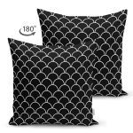 Realhomes Çift Taraflı Beyaz İnce Tasarımlı Özel Baskılı Süet Yastık Kırlent Kılıfı Realhomes