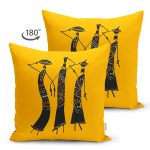 - Suet-K6538-Gorsel-1 - Realhomes  Çift Taraflı Turuncu Zeminde Afrika Kadınlar Tasarımlı Dijital Baskılı Süet Kırlent Kılıfı Realhomes