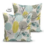 Çift Taraflı Dal Ve Yapraklı Dijital Baskılı Dekoratif Süet Yastık Kırlent Kılıfı Realhomes