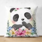 - Suet-K6590-Gorsel - Realhomes Çift Taraflı Sevimli Bebek Panda Çocuk Odası Dijital Baskılı Dekoratif Süet Yastık Kırlent Kılıfı Realhomes