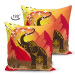 Çift Taraflı Fil Motifli Dijital Baskılı Dekoratif Süet Yastık Kırlent Kılıfı Realhomes
