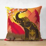 Çift Taraflı Fil Motifli Dijital Baskılı Dekoratif Süet Yastık Kırlent Kılıfı Realhomes