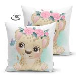 - Suet-K6612-Gorsel-1 - Realhomes Çift Taraflı Sevimli Bebek Aslan Çocuk Odası Dijital Baskılı Dekoratif Süet Yastık Kırlent Kılıfı Realhomes