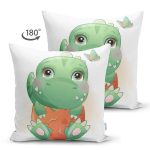 - Suet-K6622-Gorsel-1 - Realhomes Çift Taraflı Sevimli Yeşil Yavru Dinozor Çocuk Odası Dijital Baskılı Dekoratif Süet Yastık Kırlent Kılıfı Realhomes