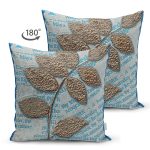 Çift Taraflı Kabartma Yüzey Yaprak Desenli Dijital Baskılı Dekoratif Süet Yastık Kırlent Kılıfı Realhomes