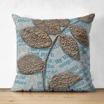 Çift Taraflı Kabartma Yüzey Yaprak Desenli Dijital Baskılı Dekoratif Süet Yastık Kırlent Kılıfı Realhomes