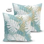 - Suet-K6770-Gorsel-1 - Realhomes Çift Taraflı Mavi Zemin Yapraklı Tasarım Desenli Dijital Baskılı Dekoratif Süet Yastık Kırlent Kılıfı Realhomes