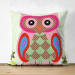 - Suet-K7-Gorsel - Realhomes Çift Taraflı Sevimli Baykuş Figürlü Özel Tasarım Dijital Baskılı Süet Yastık Kırlent Kılıfı Realhomes