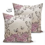 - Suet-K711-Gorsel-1 - Realhomes Çift Taraflı Çiçek Ve Kelebek Temalı Özel Tasarım Dijital Baskılı Modern Süet Yastık Kırlent Kılıfı Realhomes