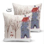 - Suet-K86-Gorsel-1 - Realhomes Çift Taraflı Kar Manzaralı Dijital Baskılı Dekoratif Süet Yastık Kırlent Kılıfı Realhomes