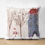 - Suet-K86-Gorsel - Realhomes Çift Taraflı Kar Manzaralı Dijital Baskılı Dekoratif Süet Yastık Kırlent Kılıfı Realhomes