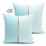 Çift Taraflı Mavi & Beyaz Ogea Desenli Dijital Baskılı Dekoratif Süet Yastık Kırlent Kılıfı Realhomes