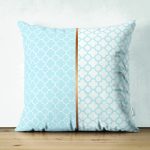 Çift Taraflı Mavi & Beyaz Ogea Desenli Dijital Baskılı Dekoratif Süet Yastık Kırlent Kılıfı Realhomes