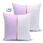 Çift Taraflı Pembe & Beyaz Ogea Desenli Dijital Baskılı Modern Süet Yastık Kırlent Kılıfı Realhomes