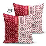 Çift Taraflı Bordo & Beyaz Ogea Desenli Dijital Baskılı Modern Süet Yastık Kırlent Kılıfı Realhomes