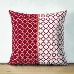 Çift Taraflı Bordo & Beyaz Ogea Desenli Dijital Baskılı Modern Süet Yastık Kırlent Kılıfı Realhomes