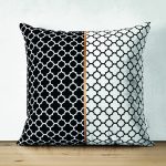 - Suet-K9276-Gorsel - Realhomes Çift Taraflı Siyah & Beyaz Ogea Desenli Dijital Baskılı Dekoratif Süet Yastık Kırlent Kılıfı Realhomes