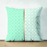 - Suet-K9277-Gorsel - Realhomes Çift Taraflı Mint Yeşili & Beyaz Ogea Desenli Dijital Baskılı Modern Süet Yastık Kırlent Kılıfı Realhomes