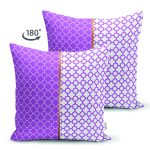 Çift Taraflı Mor & Beyaz Ogea Desenli Dijital Baskılı Modern Süet Yastık Kırlent Kılıfı Realhomes