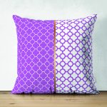 Çift Taraflı Mor & Beyaz Ogea Desenli Dijital Baskılı Modern Süet Yastık Kırlent Kılıfı Realhomes