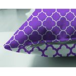 Çift Taraflı Mor & Beyaz Ogea Desenli Dijital Baskılı Modern Süet Yastık Kırlent Kılıfı Realhomes