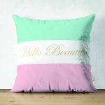- Suet-K9280-Gorsel - Realhomes Çift Taraflı Hello Beautiful Mavi & Pembe Dijital Baskılı Dekoratif Süet Yastık Kırlent Kılıfı Realhomes