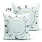 Çift Taraflı Roma Rakamlarıyla Saat Tasarımlı Dijital Baskılı Modern Süet Yastık Kırlent Kılıfı Realhomes