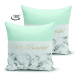 - Suet-K9287-Gorsel-1 - Realhomes Çift Taraflı Hello Beautiful Mint Yeşili & Mermer Dijital Baskılı Modern Süet Yastık Kırlent Kılıfı Realhomes
