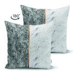 Çift Taraflı Siyah & Beyaz Mermer Tasarımlı Dijital Baskılı Dekoratif Süet Yastık Kırlent Kılıfı Realhomes