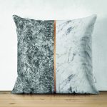Çift Taraflı Siyah & Beyaz Mermer Tasarımlı Dijital Baskılı Dekoratif Süet Yastık Kırlent Kılıfı Realhomes