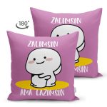 Çift Taraflı Özel Tasarım Zalımsın Ama Lazımsın Dijital Baskılı Modern Süet Yastık Kırlent Kılıfı Realhomes