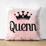 Çift Taraflı Özel Tasarım Taçlı Quenn Dijital Baskılı Dekoratif Süet Yastık Kırlent Kılıfı Realhomes