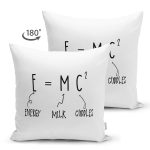 Çift Taraflı Özel Tasarım Energy & Milk & Cuddles Dijital Baskılı Dekoratif Süet Yastık Kırlent Kılıfı Realhomes