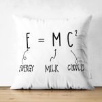 Çift Taraflı Özel Tasarım Energy & Milk & Cuddles Dijital Baskılı Dekoratif Süet Yastık Kırlent Kılıfı Realhomes
