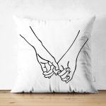 Çift Taraflı Özel Tasarım Sevgili Elleri Dijital Baskılı Dekoratif Süet Yastık Kırlent Kılıfı Realhomes