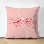 Çift Taraflı Özel Tasarım Bayan Elleri Dijital Baskılı Dekoratif Süet Yastık Kırlent Kılıfı Realhomes