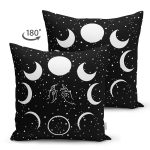 - Suet-K9354-Gorsel-1 - Realhomes  Çift Taraflı Özel Tasarım Siyah Zemin Ay Desenli Dijital Baskılı Modern Süet Yastık Kırlent Kılıfı Realhomes