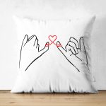 - Suet-K9355-Gorsel - Realhomes Çift Taraflı Özel Tasarım Sevgili Parmakları & Kalp Dijital Baskılı Dekoratif Süet Yastık Kırlent Kılıfı Realhomes