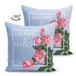 Çift Taraflı Özel Tasarım 8 March Gül Tasarımlı Dijital Baskılı Modern Süet Yastık Kırlent Kılıfı Realhomes