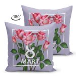 Çift Taraflı Özel Tasarım 8 Mart Gül Tasarımlı Dijital Baskılı Modern Süet Yastık Kırlent Kılıfı Realhomes